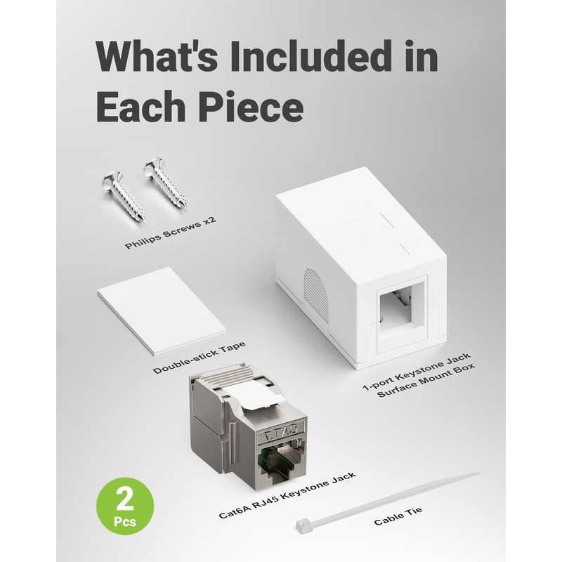 LEENUE 2 x CAT 7 Shielded Surface-Mounted Network Socket, Includes