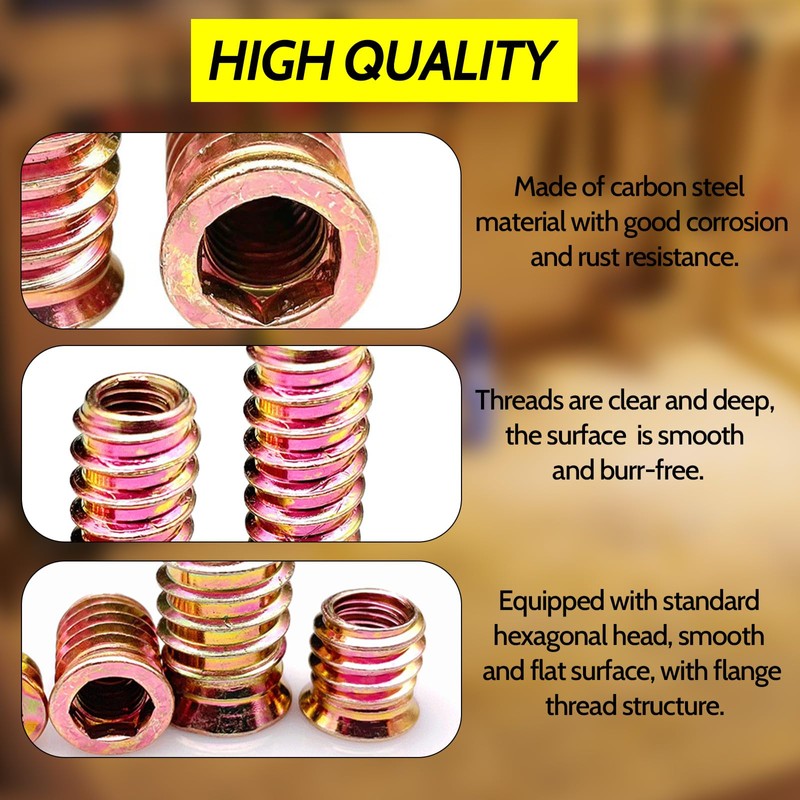 BACSHBY 20 pcs M4x8mm Threaded Insert Nuts - Hex Socket