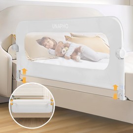 UNAPHO Bed Rail for Toddlers,Swing Down Kids Bed Rails Guard for Twin,Full,Queen,Bunk Size Bed,Extra Tall Child Bed Rail Guard with Reinforced Anchor Safety System(White,32 Inch)