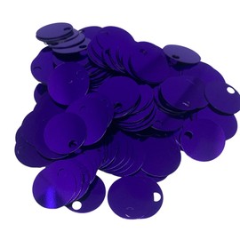 20 mm Flat Round Sequin Paillettes, 285 Pcs 20 mm, Hole 4 mm Mix Color Assortment Acrylic Sequin - 1,76 Ounce (50 Grams) (Dark Purple)