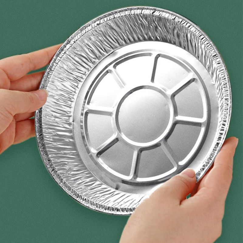 Aluminum Foil Plate Round Disposable Recyclable Containers with Straight Walls