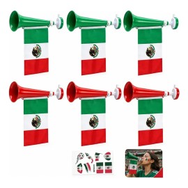 6 Trompetas Con Bandera México Mundial 2026 Fútbol, Vuvuzela Para Fiesta, Partido, Estadio, Aficionados, Porra, Celebración, Accesorios Para Animar