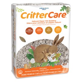 CritterCare Natural Paper Small Pet Animal Bedding - Odor Control, Unscented, 99% Dust Free, Super Absorbent, Natural, 60L, Great for Rabbits, Guinea Pigs, Hamsters, Gerbils, Mice, Rats