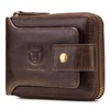 Leather Bifold Zipper Wallet for Men Travel Purse Pouch Gift