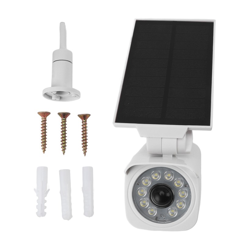 Solar Powered Fake Security Camera with Light IP65 Waterproof Simulated