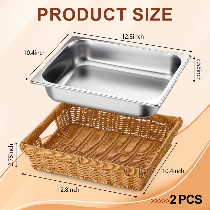 Yiyiring Buffet Catering Party Serving Trays, 2 Sets 12.8x10.4 Inch
