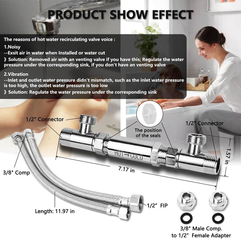 ZAIGANMA Sensor Valve Kit for Instant Hot Water Recirculating Pump
