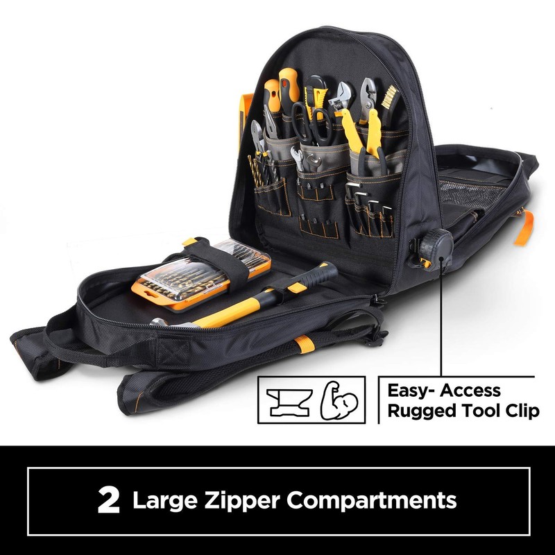 STEELHEAD 48-Pocket Heavy-Duty Tool Backpack, Padded Back Support, Reinforced Bottom,