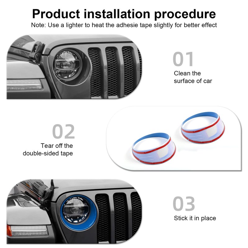 CheroCar for JL Mesh Grille Grill Insert & Headlight Turn
