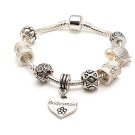 Liberty Charms Bridesmaid 'Cascade Cream' Silver Plated Sparkle Charm/Bead Bracelet
