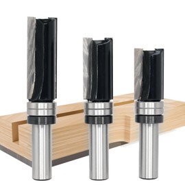 3PCS Flush Trim Router Bits, 1/2 Shank, Top Bearing Plunge Template Bit, 1-1/4",1-1/2" , 2" Cutting Length, Work for Flush Trimming, Making Duplicate Parts for Veneer or Laminates