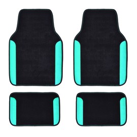 CAR PASS Waterproof Universal Fit Car Floor Mats, Teal Car Mats Fit for SUV,Vans,sedans, Trucks ,Set of 4pcs Car Carpet for Women(Black with Mint)
