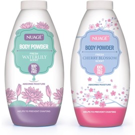New Nuage Talc Free Body Powder 250g x 2 Pack – Refreshing Waterlily & Cherry Blossom – 100% Talc Free Powder for Women & Men | Anti-Chafing | by Great British Home