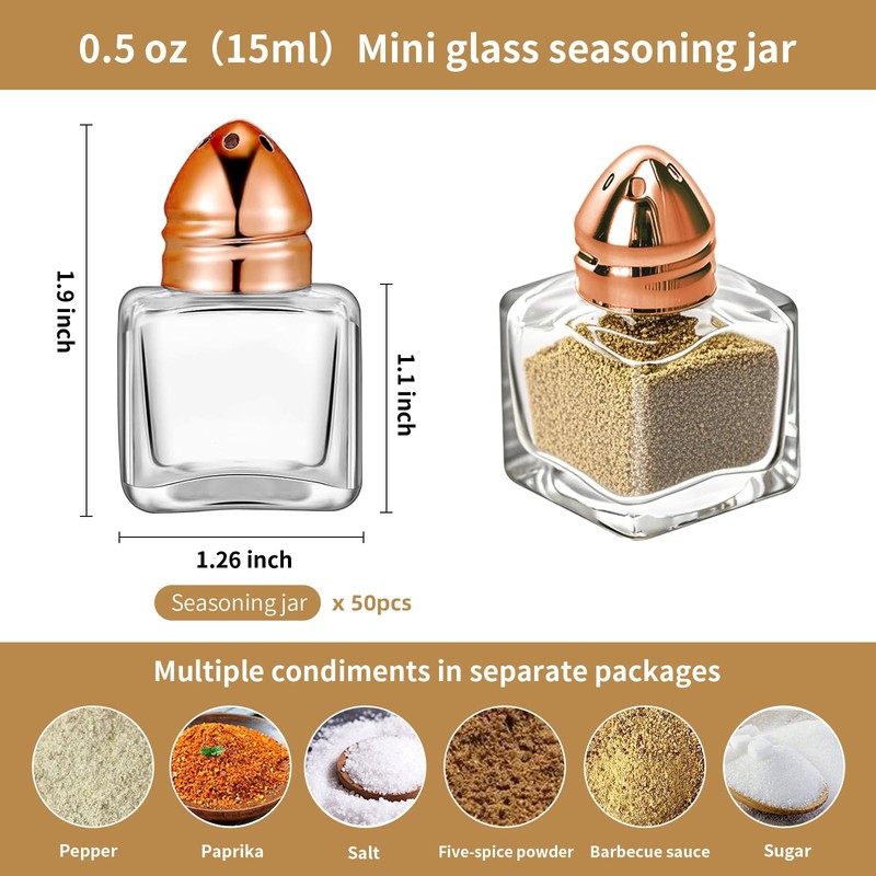 50 Pack Mini Salt and Pepper Shakers Bulk 0.5 Oz,