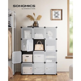 SONGMICS Cube Storage Organizer, 12-Cube Closet Storage Shelves, Modular Bookcase, Black ULPC34HV1