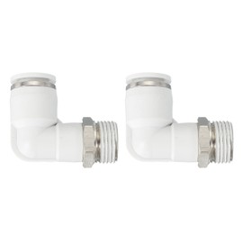 PATIKIL Push to Connect Fitting, 2 Pack Pneumatic Air Elbow Quick Connector 3/8" PT Male Thread x 10mm Tube 90 Degree Connect Tubing Elbow Air Tube Fitting Pneumatic Quick Adapter, White