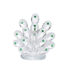 Crystal Peacock Figurines, Clear Peacock Statues, Crystal Peacock Decoration, Tail Feather Peacock's Eyes Ornaments Collectible, Wedding Living Room Home Office Tabletop Decor (Green, 5.9"/15cm)