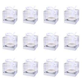 DOITOOL Individual Cupcake Containers, 12Pack Clear Cupcake Boxes Single Cupcake Carrier Holder Container Boxes, Cupcake Display Boxes, BPA- Free (Silver)