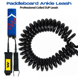 10ft Coiled SUP Leash for Paddleboard Ankle Cuff, Double Swivel