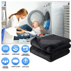 Soft Blanket King Size Warm Fuzzy Microplush Lightweight Thermal Fleece Blankets for Couch Bed Sofa,90x108 Inches,Black