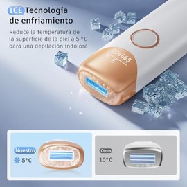 Depilación láser IPL con enfriamiento a 5 °C, depilación láser indolora en casa para mujeres y hombres, para cuerpo, piernas y axilas (dorado)
