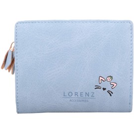 Womens Soft Faux Leather RFID Protected Money/Coin/Card Holder/Purse - Light Blue