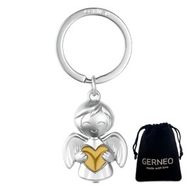 GERNEO® Luna Guardian Angel Keyring - Lucky Heart Charm in Gold, Rose Gold or Silver, gold