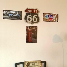 Route 66 Vintage Polygon Metal Tin Signs, Retro Metal Tin Sign for Home Garage Man Cave Room Street Wall Decor Art 12 x 12 Inch