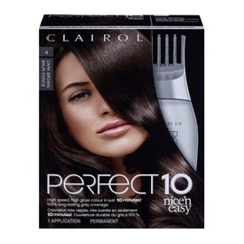 Clairol Perfect 10 by Nice'n Easy Permanent Hair Dye, 4 Dark Brown Hair Color, 1 Count
