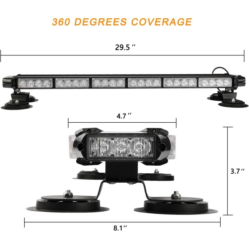 29.5" 54W LED Double-Sided High Intensity Emergency Warning Strobe Light