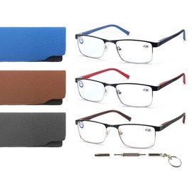 OLOMEE Reading Glasses Men Women Blue Light Blocking Rectangular Computer Readers +1.00 Anti Blue Ray Cheater Glasses 3 Pack