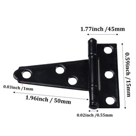 esahpss 8 Pack 2 Inch Black T-Strap Shed Hinge, Triangle Hinge for Barn Door Heavy Duty Gate Strap,Slotted Bearing Door and Window Fittings(with Screws)