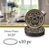 SILVER SPOONS Black and Gold Plastic Dinner Plates for Party