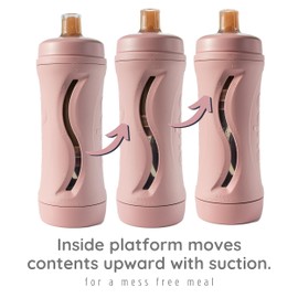 Subo Baby Food Bottle | No Mess Baby Toddler Self Feeder | Squeeze Free Design for Purees, Smoothies, Yogurt, Oatmeal, or Thickened Liquids | Reusable Silicone Washable Cup (Rose)