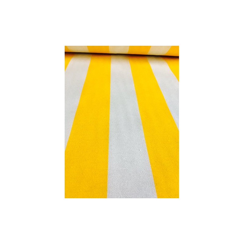 Yellow White Striped Fabric - Stripes Curtain Upholstery Material 140cm