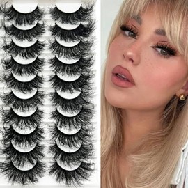 Fluffy Mink Lashes 20 Pairs Dramatic Thick 5D False Eyelashes 20mm Wispy Fake Eyelashes Pack, by Kmilro (LD06)