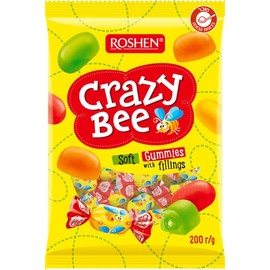 Crazy Bee Jelly Candies with Fruit Filling, 200g/7.05oz - Wild Strawberry, Grapefruit, Cherry, Wild Cranberry, Orange, Lemon & Lime
