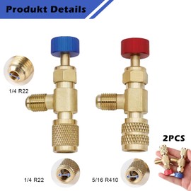 Iruihoo Filling Coolant Safety Valve, 2 Pieces Quick Coupling, Air Conditioning R22-R22, R22 R410 Connection Adapter, 1/4 Inch Male to Female, 1/4 Inch Male to 5/16 Inch Female