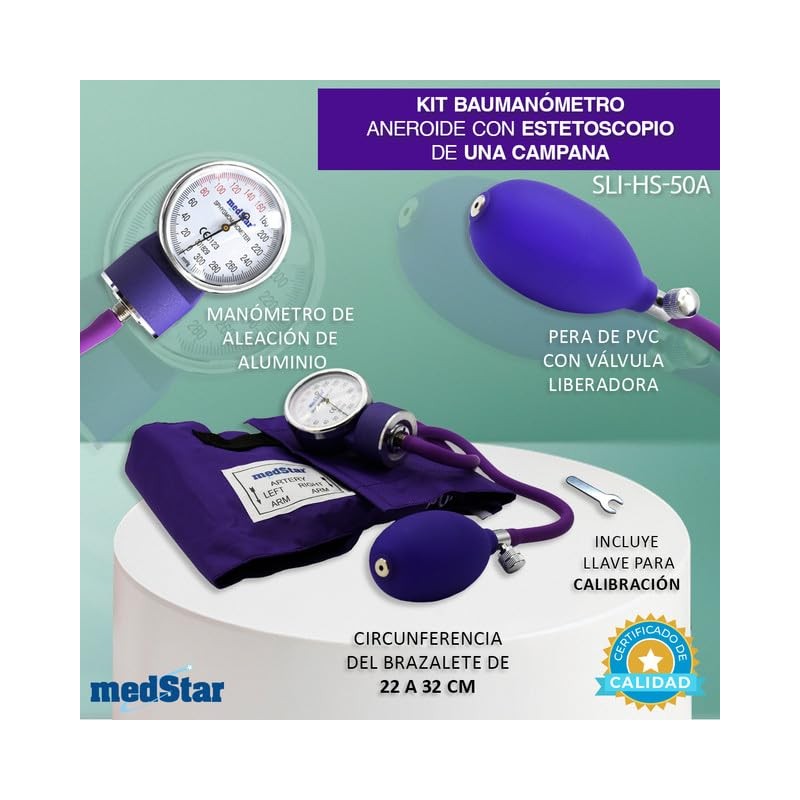 MEDSTAR | Kit Baumanometro Aneroide con Estetoscopio de una Campana