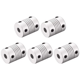 sourcing map 8mm to 8mm Aluminum Alloy Shaft Coupling Flexible Coupler Motor Connector Joint L25xD19 Silver,5pcs