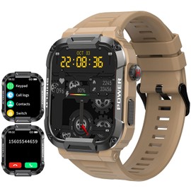 Military Smart Watch Answer Make Calls Heart Rate Blood Pressure 1.85" HD Screen Mens Smartwatch for Android iOS Phones Tactical Pedometer IP68 Waterproof Fitness Watch