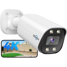 Hiseeu 【4K HD +121°Wide View】 4K 8MP PoE Camera, IP Camera, Human Vehicle Detection, 2 Way Audio, Free Remote Access, Color Night Vision, IP 67 Waterproof, SD Card Slot, Work 4K 8MP PoE NVR