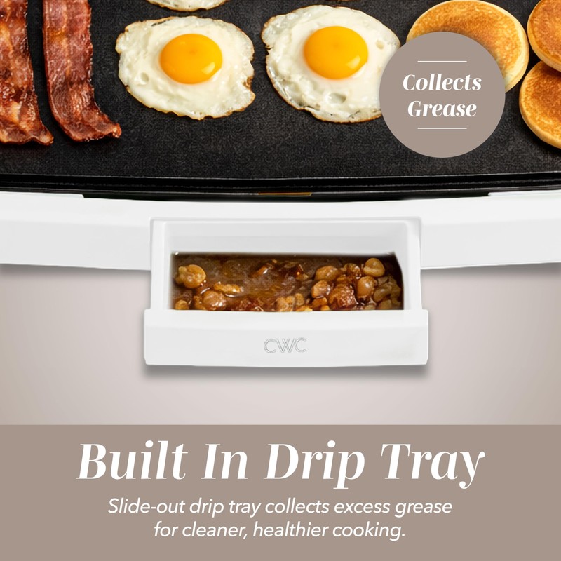 COOK WITH COLOR Electric Griddle 1200W, Nonstick Surface for Pancakes,