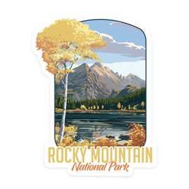 Die Cut Sticker Rocky Mountain National Park, Colorado, Longs Peak and Bear Lake Fall, Vinyl Sticker, (Waterproof Decal for Cars, Water Bottles, Laptops, Coolers), Large