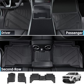 SHINJEW Floor Mats for 2024 2025 Toyota Tacoma Double Cab (Not for Hybrid),All Weather TPE Car Floor Liners for Toyota Tacoma Accessories，1st & 2nd Row