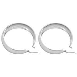 Edforce Stainless Steel Silver Plated Lead-free Hypoallergenic 40mm Wide Large Rounded Hoop Earrings with Click-Top (Silver, 40)