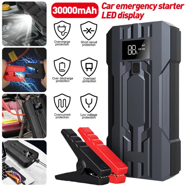 30000mAH Car Jump Starter Booster Jumper Portable Power Bank Battery