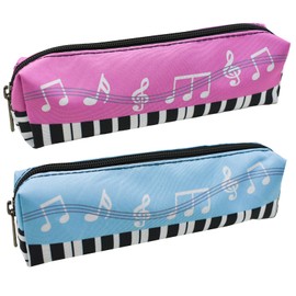 Maydahui 2 PCS Music Theme Pencil Case Large Capacity Canvas Piano Music Symbol Style Pen Pouch Holder Storage Bag Organizer Stationery Box Makeup Pouch Cosmetic Bag for Women Students Party Travel