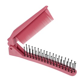 VOCOSTE Portable Folding Hair Comb, Travel Folding Mini Hair Comb, Travel Small Foldable Hair Brush Hair Comb for Curly, Wet, Dry, Long Hair, Dark Pink