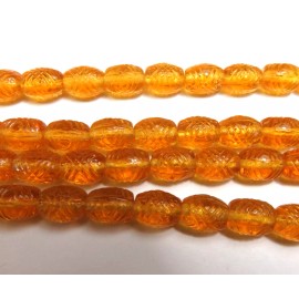 Czech 12 Pcs ~ TOPAZ ~ CRISS CROSS BARREL ~ 9mm x 7mm ~ CZECH GLASS BEADS
